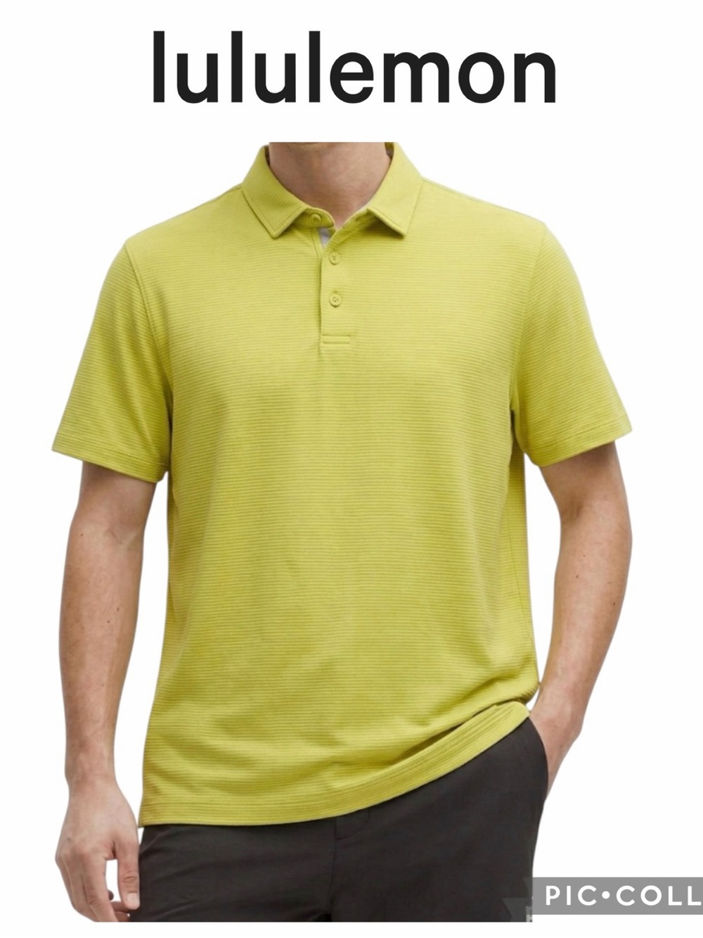Lululemon Men Evolution Short Sleeve Polo Shirt Citrine Yellow size large